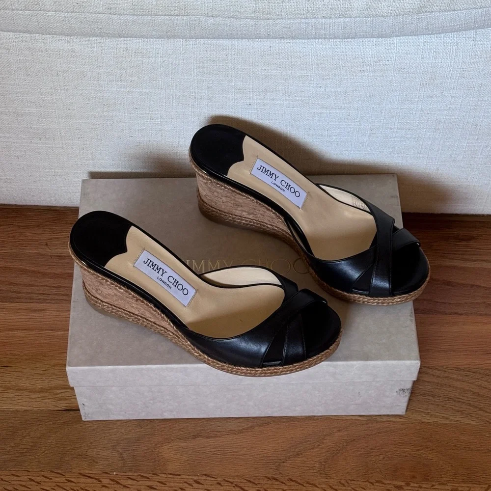 Jimmy Choo‎ Almer Cork Wedge Sandal (Women) Size 38